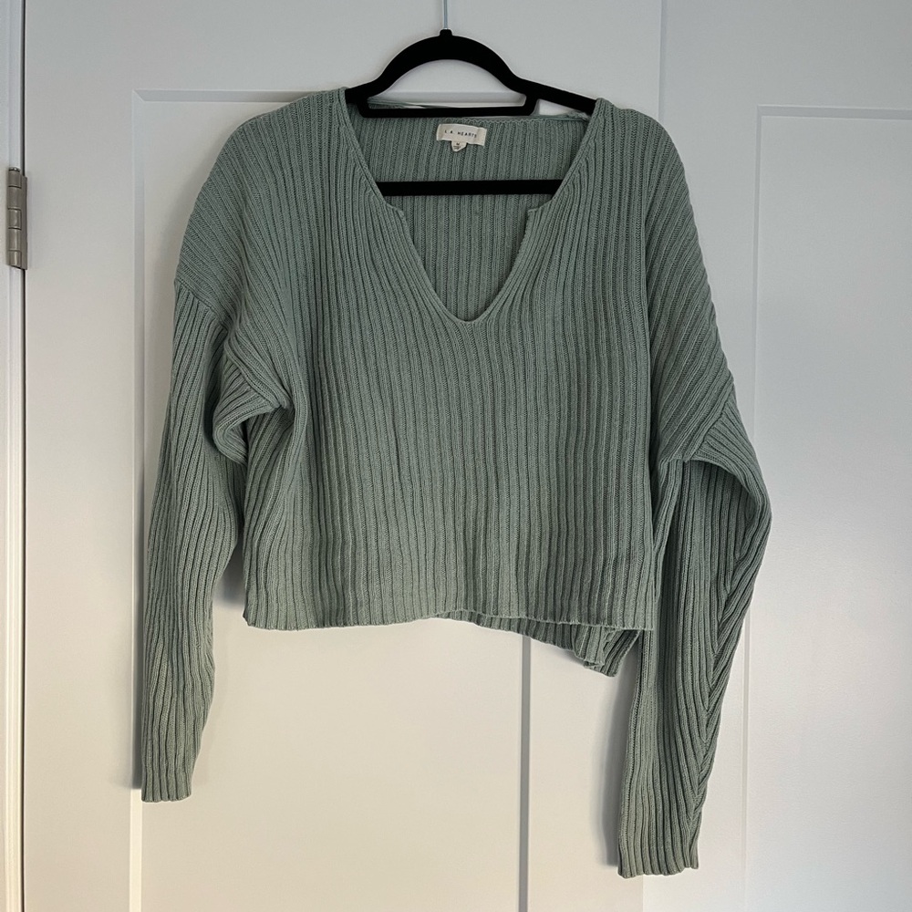 LA Hearts Mint Green/Turquoise V-Neck U-Neck Sweater | Size M